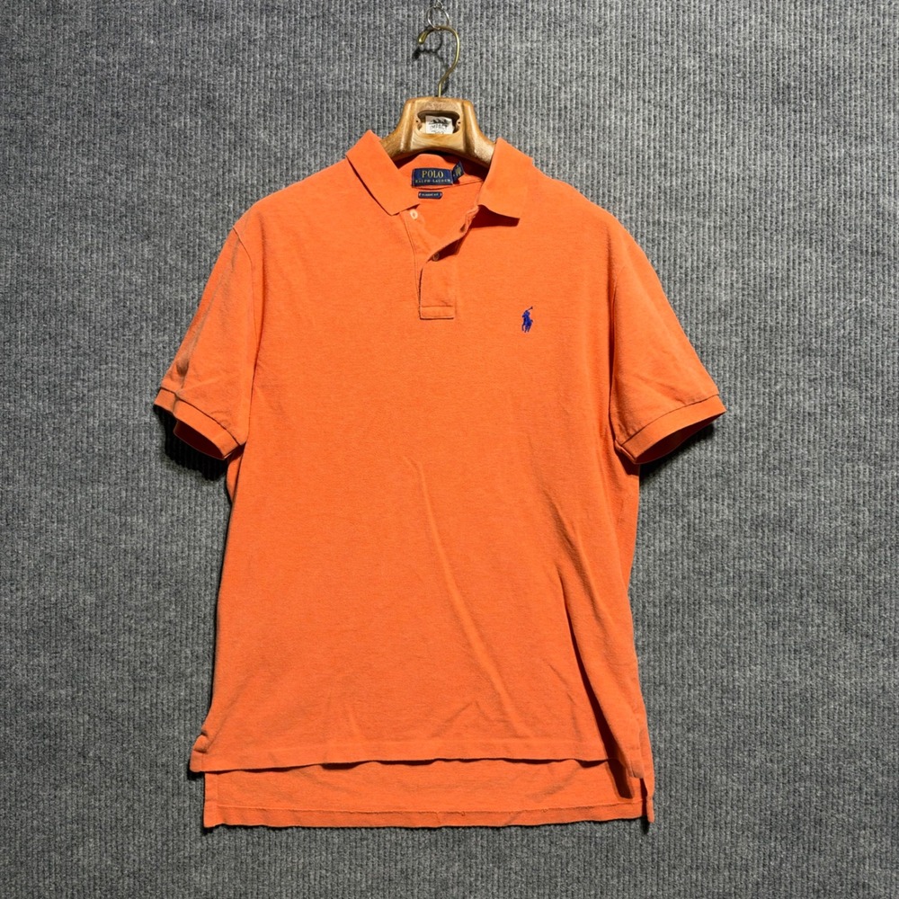 Polo Ralph Lauren Polo Shirt Mens Large Orange Classic Fit Short Sleeve Pique